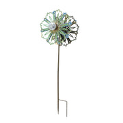 36 Inch Metal Solar LED Kinetic Wind Spinner Outdoor Garden Yard Art Round Flower Image 1