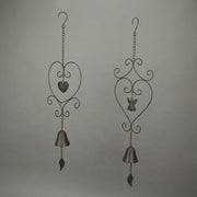 Metal Angel & Heart Hanging Wind Chime Bell Outdoor Home Garden Decor Set of 2 Image 2