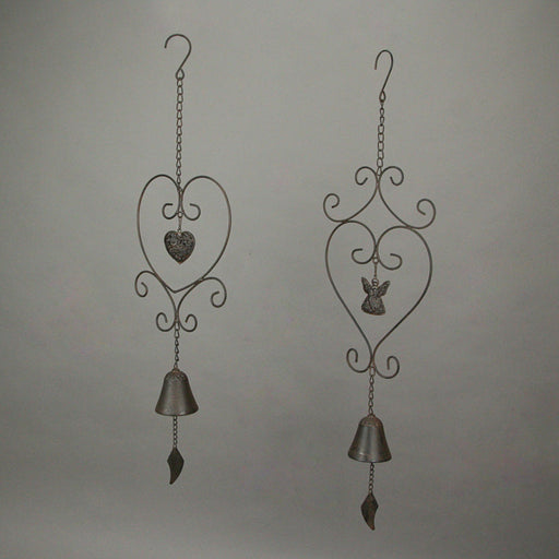 Metal Angel & Heart Hanging Wind Chime Bell Outdoor Home Garden Decor Set of 2 Image 2