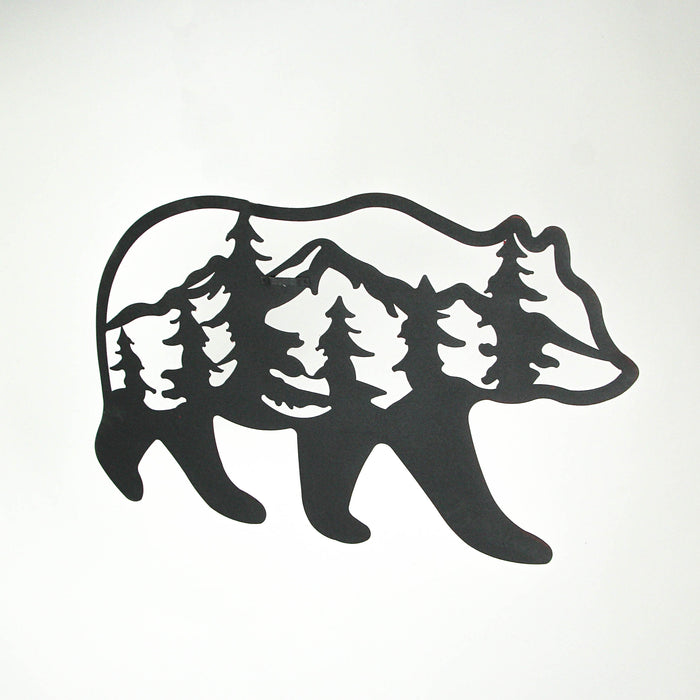 Majestic Black Bear Cutout Metal Wall Hanging Art - Exquisite Room Decor and Forest Lodge Style Decoration - Precision