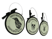 3 Piece Set of Vintage Gothic Happy Halloween Wall Hangings 9.5 inch Image 2