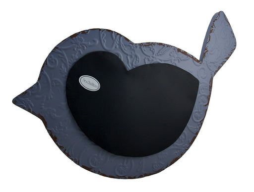 Embossed Bluebird Distressed Finish Metal Chalkboard Wall Hanging Image 1