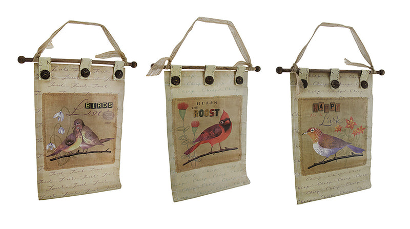 3 Pc. Canvas Botanical Birds Wall Hanging Set w/Buttons Image 1
