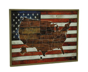 American Blend Superimposed US Map and Flag Wooden Wall Hanging Image 1