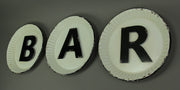 Black and White Pie Plate Style 3 Piece Bar Sign Set Image 2