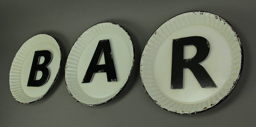 Black and White Pie Plate Style 3 Piece Bar Sign Set Image 2