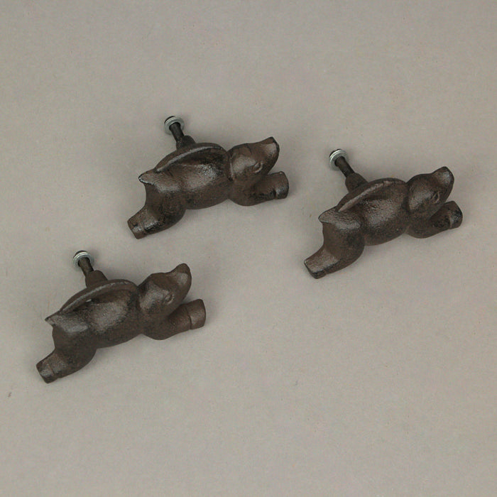 Set of 6 Cast Iron Flying Pig Drawer Pulls Decorative Cabinet Knobs Home Decor Image 4