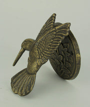 Antique Bronze Finish Cast Iron Hummingbird and Flower Front Door Knocker: Elegant Entry Decor Standing 6.5 Inches High - Add