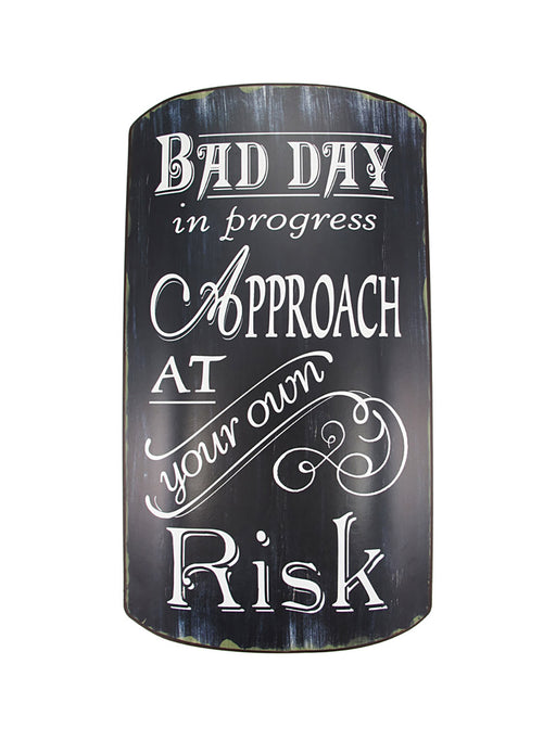 Distressed Finish Retro BAD DAY IN PROGRESS Metal Sign Image 1
