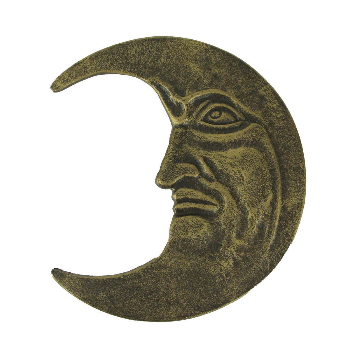 Bronze Finish Cast Iron Crescent Man in the Moon Face — Zeckos