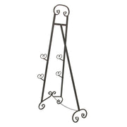 Large Bronze Finish Scroll Top Wrought Iron Art Easel - 50 Inches High - With 2 Sets of Adjustable Holders for Paintings,
