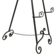Large Bronze Finish Scroll Top Wrought Iron Art Easel - 50 Inches High - With 2 Sets of Adjustable Holders for Paintings,