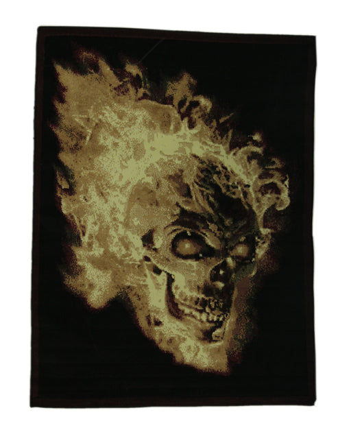 Black Flaming Evil Skull 5 X 7 inch Area Rug with Red Border Image 1