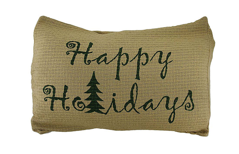 Evergreen Happy Holidays Woven Cotton Pillow Cover 14 X 18 in. Image 2