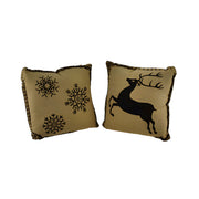 Prancer and Snowflakes Decorative Throw Pillow Set Image 1