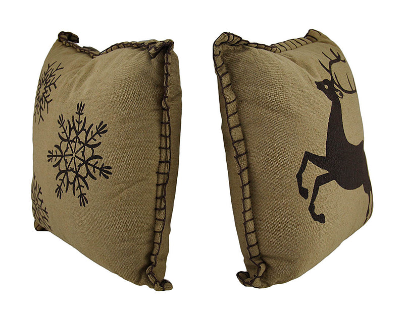 Prancer and Snowflakes Decorative Throw Pillow Set Image 2
