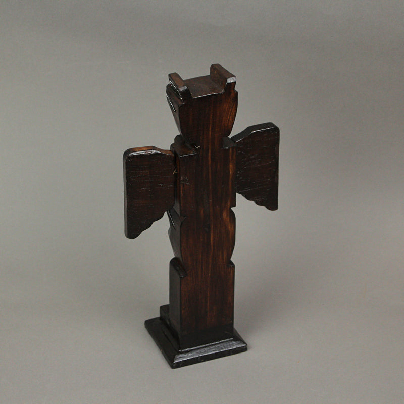 Folded Wings - Image 3 - Handcrafted 12-Inch Tall Wooden Eagle Totem Decorative Statue: Exquisite Dot-Painted Artisan-Carved