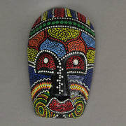Set of 10 Hand-Carved 5-Inch High Tropical Dot-Painted Tribal Masks for Unique Wall Decor - Exquisite Artistic Craftsmanship