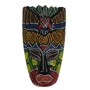 Set of 10 Hand-Carved Indonesian Dot-Painted Tribal Wall Masks - Unique 6-Inch Wooden Artistry - Artisan-Made Home Decor -
