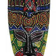 Set of 10 Hand-Carved Indonesian Dot-Painted Tribal Wall Masks - Unique 6-Inch Wooden Artistry - Artisan-Made Home Decor -