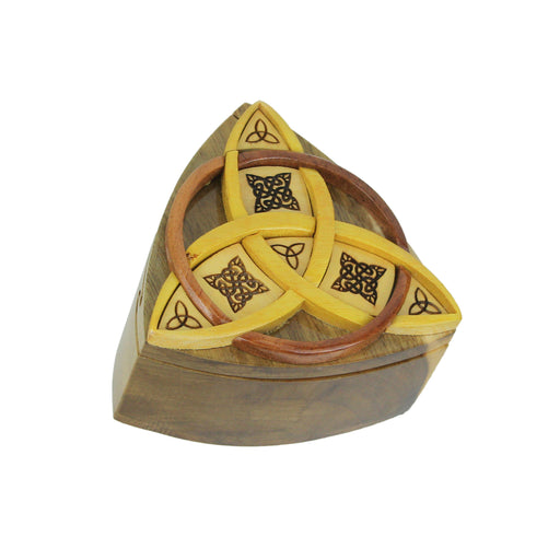 Triquetra Celtic Knots Hand Crafted Wooden Trinket/Puzzle Box Image 1