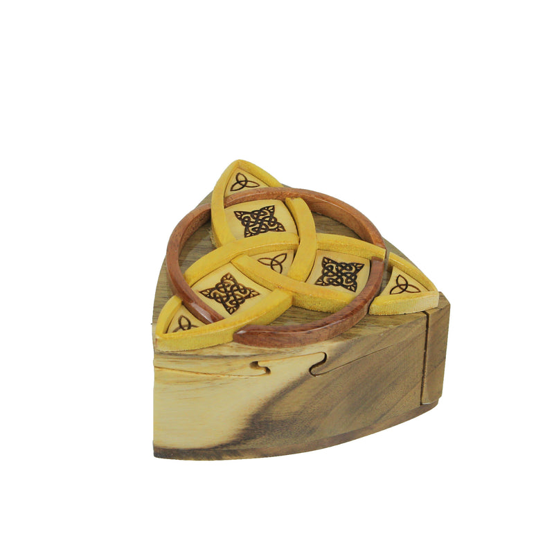 Triquetra Celtic Knots Hand Crafted Wooden Trinket/Puzzle Box Image 2