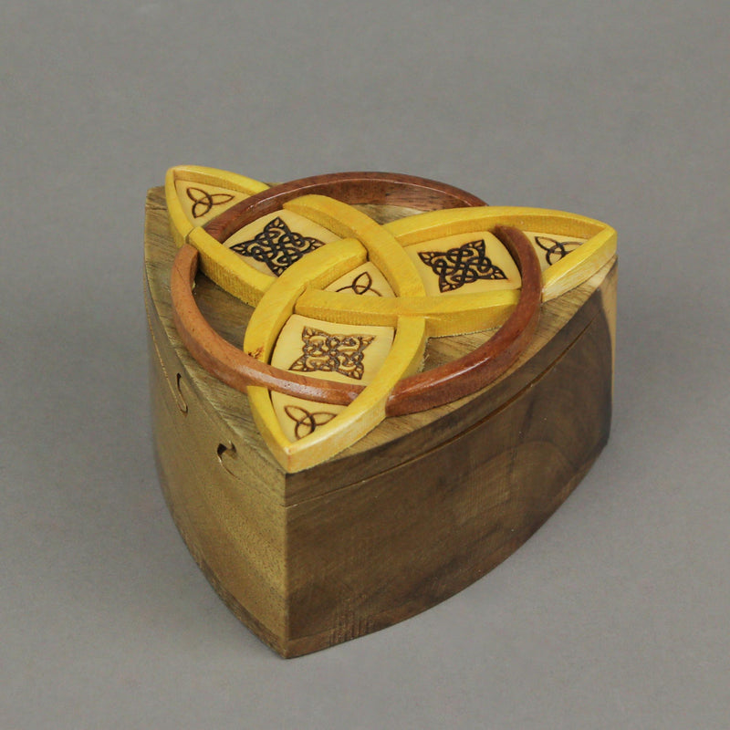 Triquetra Celtic Knots Hand Crafted Wooden Trinket/Puzzle Box Image 4