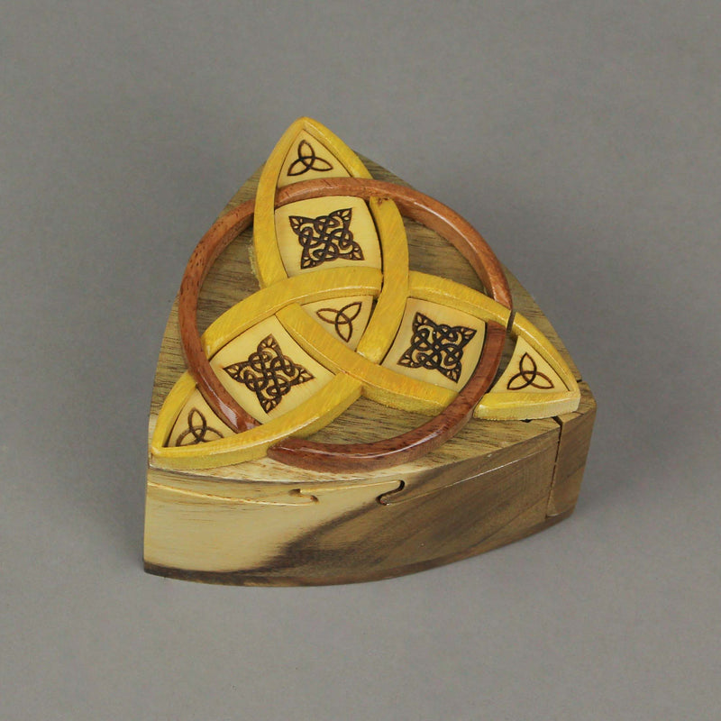 Triquetra Celtic Knots Hand Crafted Wooden Trinket/Puzzle Box Image 5
