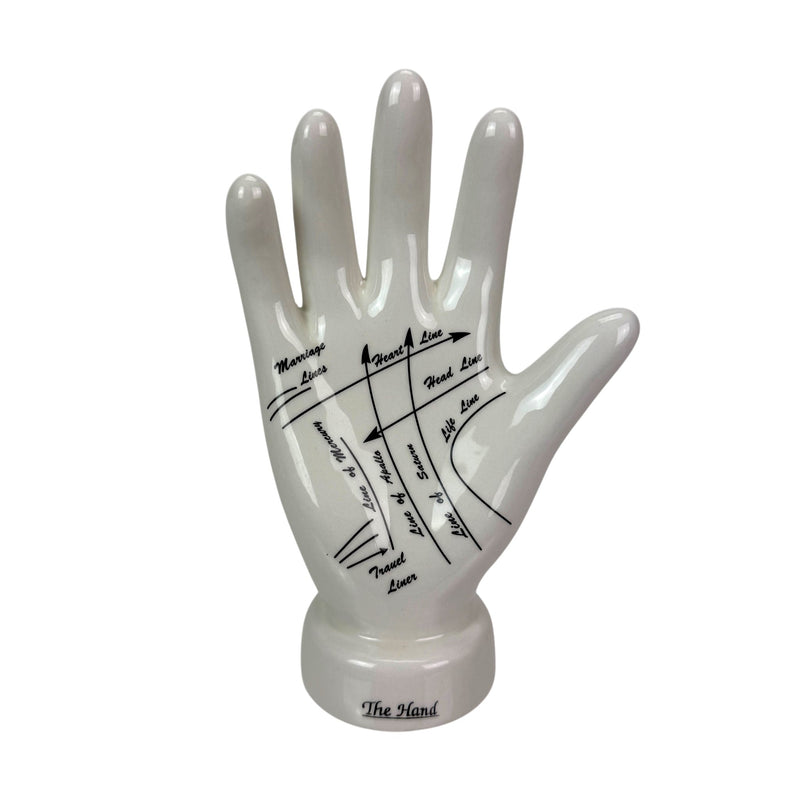 Hand - Image 2 - Zeckos Palmistry Hand Statue, White Glossy Ceramic Collectible Figurine, 8 Inch Freestanding Hand Sculpture