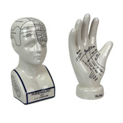 Head & Hand - Image 1 - Zeckos Collectible Figurines Set, White Ceramic Phrenology Head Bust and Palmistry Hand Statues,