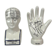 Head & Hand - Image 2 - Zeckos Collectible Figurines Set, White Ceramic Phrenology Head Bust and Palmistry Hand Statues,
