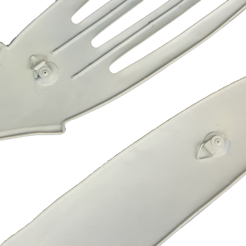 Rustic White Finish Metal Knife, Fork, and Spoon Wall Art: Decorative Utensil Set for Farmhouse Kitchen Decor, 30 Inches High