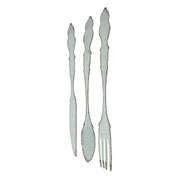 Galvanized Grey Metal Fork, Spoon, and Knife Farmhouse Kitchen Decor Wall Hanging Set - 31 Inches High - Transform Your