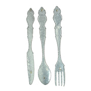 Galvanized Grey Metal Fork, Spoon, and Knife Farmhouse Kitchen Decor Wall Hanging Set - 31 Inches High - Transform Your
