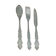 Large Galvanized Metal Fork, Spoon, Knife Farmhouse Wall Decor Set: Rustic Charm Meets Practical Elegance in these Oversized