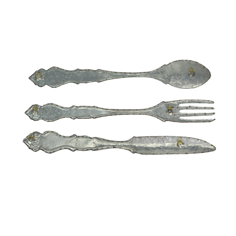 Large Galvanized Metal Fork, Spoon, Knife Farmhouse Wall Decor Set: Rustic Charm Meets Practical Elegance in these Oversized