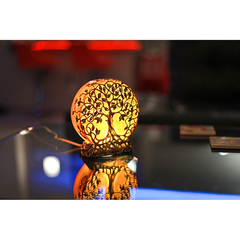 Enchanting Sunset Orange Bohemian Style Tree of Life Resin Night Light Lamp - Exquisite Decorative Accent Illuminates in Boho