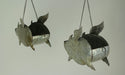 Gray - Image 3 - Set of 2 Distressed Galvanized Grey Metal Flying Pig Hanging Planters - Whimsical Indoor and Outdoor Decor