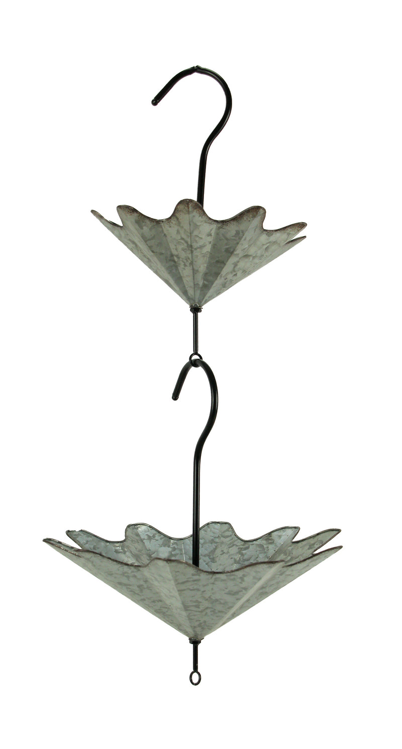 Galvanized Grey Metal Umbrella Hanging Flower Planter Set: Unique Decorative Plant Holders for Indoor and Outdoor Décor - 10