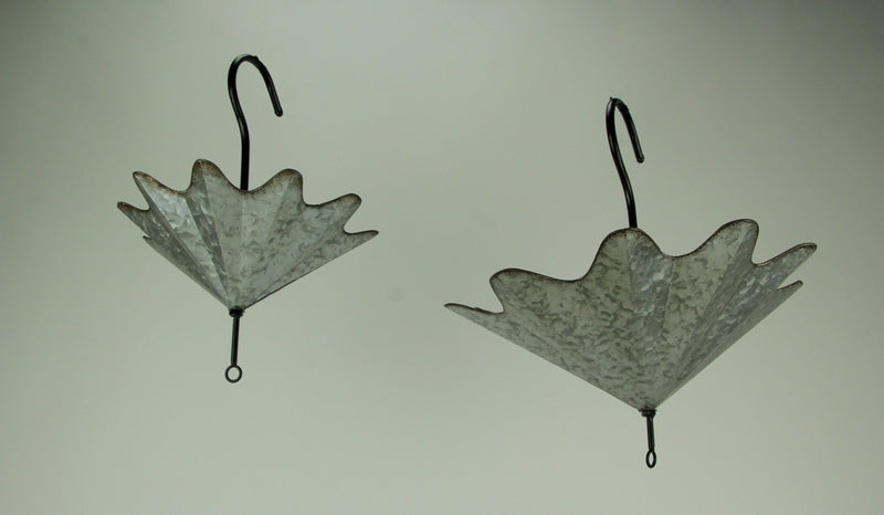 Galvanized Grey Metal Umbrella Hanging Flower Planter Set: Unique Decorative Plant Holders for Indoor and Outdoor Décor - 10