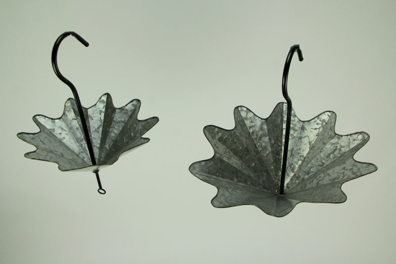 Galvanized Grey Metal Umbrella Hanging Flower Planter Set: Unique Decorative Plant Holders for Indoor and Outdoor Décor - 10