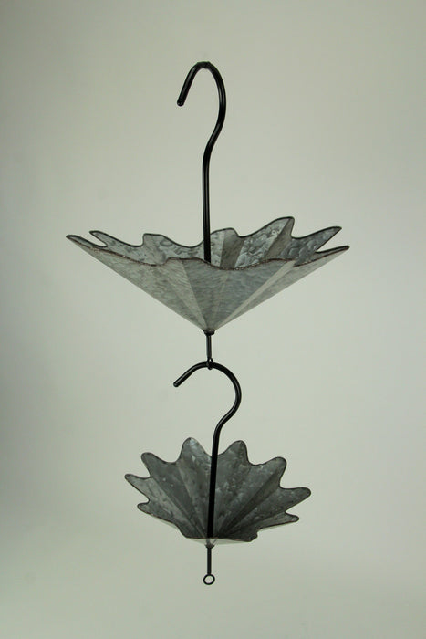 Galvanized Grey Metal Umbrella Hanging Flower Planter Set: Unique Decorative Plant Holders for Indoor and Outdoor Décor - 10