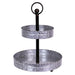 Grey - Image 1 - Versatile 16-Inch High Galvanized Metal Two-Tier Rustic Round Tray Stand: Perfect for Serving, Kitchen