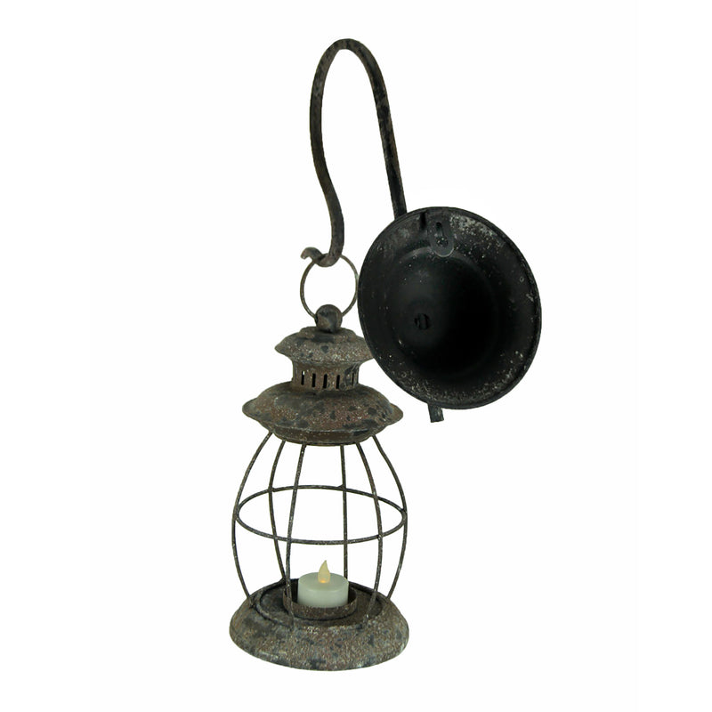 White - Image 3 - Lantern Candle Sconce, 16 Inch Distressed Black Metal Wall Mount