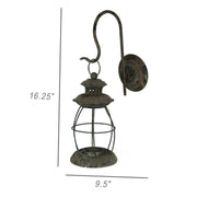 White - Image 4 - Lantern Candle Sconce, 16 Inch Distressed Black Metal Wall Mount