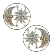 Two Piece Set - Image 1 - Set of 2 Celestial-Inspired Rustic Metal Sun, Moon, and Stars Wall Art Hangings for Indoor and