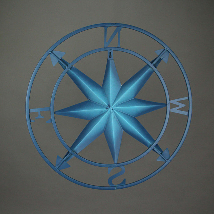 Blue - Image 3 - 20 Inch Distressed Metal Compass Rose Nautical Wall Decor Indoor or Outdoor Wall Decor, Blue