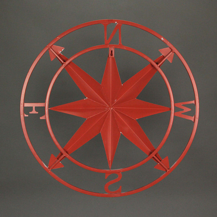 Coral - Image 6 - 20-Inch Diameter Coral Orange Finish Metal Nautical Compass Rose Wall Hanging - Rustic Navigational