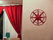 Distressed Red Metal Nautical Compass Rose Wall Hanging - Indoor and Outdoor Decor - 20 Inches Diameter Rustic Charm -