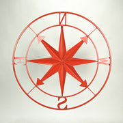 Coral - Image 4 - Distressed Finish Coral Orange Metal Nautical Compass Rose Indoor Outdoor Wall Hanging - Metal Wall Décor
